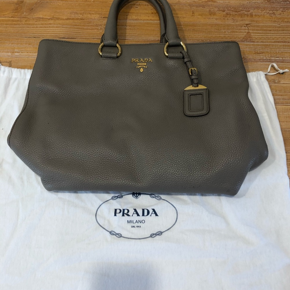 Prada Taupe Leather Tote Bag - Picture 3 of 5